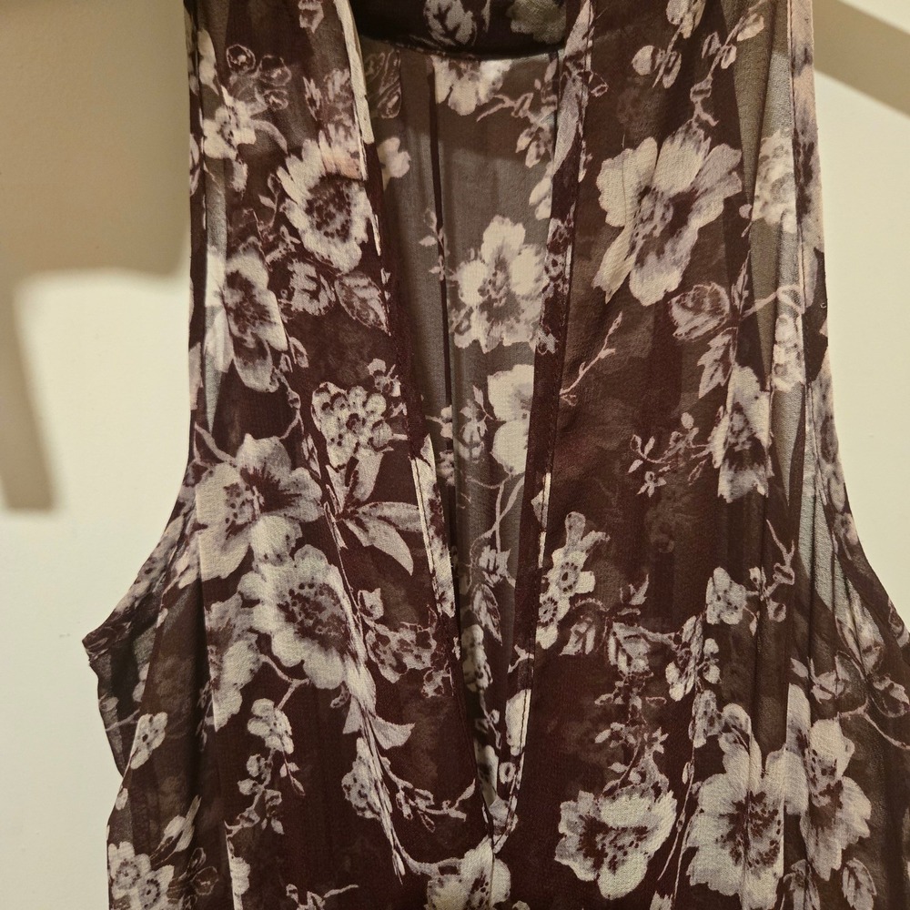 Band of Gypsies Jumpsuit Womens XS Floral Halter Wide Leg Keyhole Tie Back - Picture 4 of 11